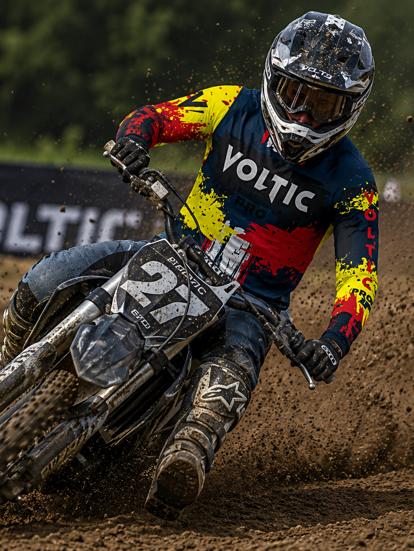 Motocross rider mid-corner